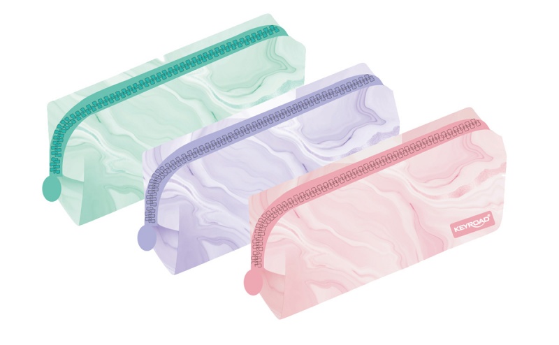 Pencil case KEYROAD Marble-Air, 19,5x8,5x4,5 cm, marbled pattern, color mix