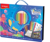 Zestaw artystyczny KEYROAD Ocean, 65 elementów, pudełko z rączką, niebieski, Plastyka, Artykuły szkolne