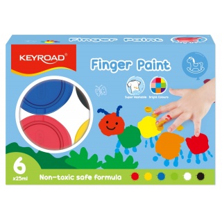 Farby do malowania palcami KEYROAD, 6x25 ml, w pudełku, mix kolorów, Plastyka, Artykuły szkolne