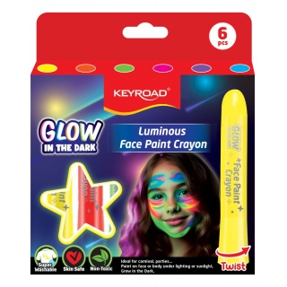 Kredki do malowania twarzy KEYROAD Luminious, fluorescencyjne, 6 szt., mix kolorów, Plastyka, Artykuły szkolne