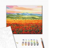 Malowanie po numerach BRUSHME, 40x50 cm, zachód słońca nad polem kwiatów, 1 szt., w pudełku, Produkty kreatywne, Artykuły szkolne