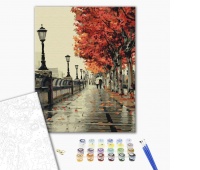 Malowanie po numerach BRUSHME, 40x50 cm, jesienny bulwar, 1 szt., w pudełku, Produkty kreatywne, Artykuły szkolne