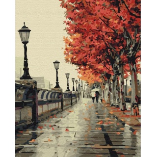 Malowanie po numerach BRUSHME, 40x50 cm, jesienny bulwar, 1 szt., w pudełku, Produkty kreatywne, Artykuły szkolne