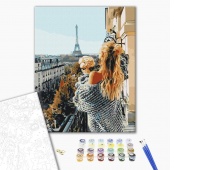 Malowanie po numerach BRUSHME, 40x50 cm, mademoiselle w Paryżu, 1 szt., w pudełku, Produkty kreatywne, Artykuły szkolne