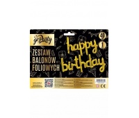 ZESTAW BALONÓW FOLIOWYCH 16 HAPPY BIRTHDAY ZŁOTY, Balony, Art. na okazje i przyjęcia