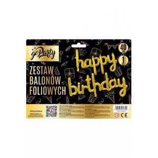 ZESTAW BALONÓW FOLIOWYCH 16 HAPPY BIRTHDAY ZŁOTY, Balony, Art. na okazje i przyjęcia