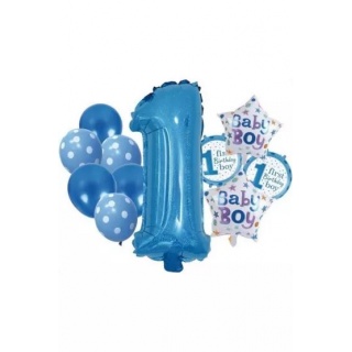ZESTAW BALONÓW 12EL. 1 URODZINY CHŁOPIEC, Balony, Art. na okazje i przyjęcia