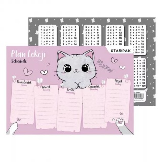 PLAN LEKCJI + TABLICZKA MNOŻENIA A5 KITTY /25/, Okładki i dodatki, Zeszyty i bloki