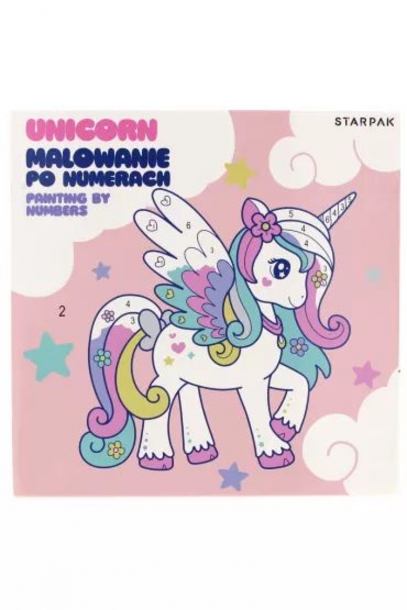OBRAZ MALOWANY PO NUMERACH UNICORN 22X30CM, Zestawy kreatywne, Art. kreatywne