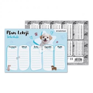 PLAN LEKCJI + TABLICZKA MNOŻENIA A5 PIES 2 /25/, Okładki i dodatki, Zeszyty i bloki
