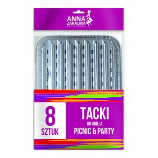 AZ TACKI ALUMINIOWE DO GRILA 28,5x22,5cm.8szt., Artykuły jednorazowe, Art. na okazje i przyjęcia