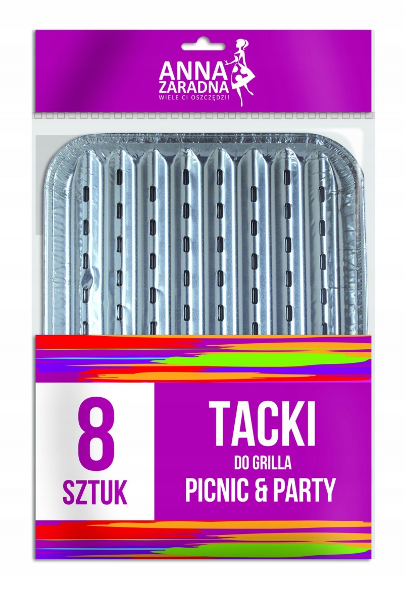 AZ TACKI ALUMINIOWE DO GRILA 28,5x22,5cm.8szt., Artykuły jednorazowe, Art. na okazje i przyjęcia