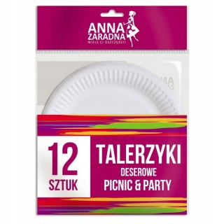 AZ TALERZE PAPIEROWE OKRĄGŁE 18cm.12szt, Artykuły jednorazowe, Art. na okazje i przyjęcia