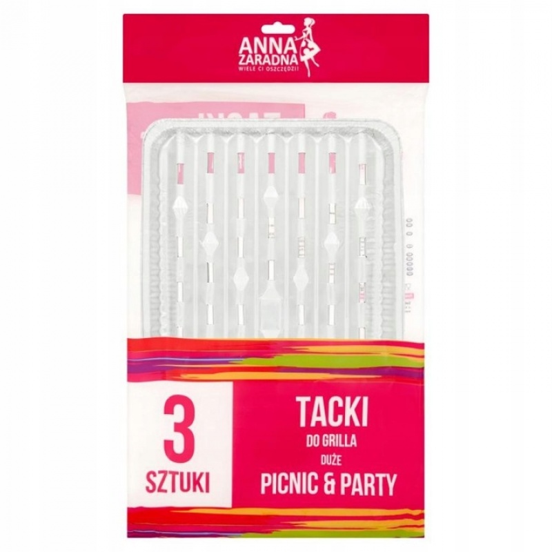 AZ TACKI ALUMINIOWE DO GRILA 34,5x22,5cm.3szt., Artykuły jednorazowe, Art. na okazje i przyjęcia