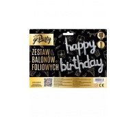 ZESTAW BALONÓW FOLIOWYCH 16 HAPPY BIRTHDAY SREBRNY, Balony, Art. na okazje i przyjęcia
