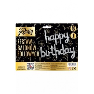 ZESTAW BALONÓW FOLIOWYCH 16 HAPPY BIRTHDAY SREBRNY, Balony, Art. na okazje i przyjęcia