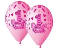 BALONY PREMIUM HEL MAM JUŻ ROCZEK 13" RÓŻOWE /5/, Balony, Art. na okazje i przyjęcia