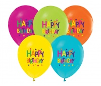 BALONY HAPPY BIRTHDAY GWIAZDKI 12" 5szt.