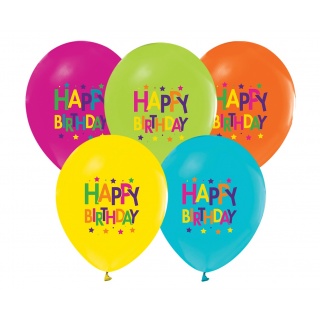 BALONY HAPPY BIRTHDAY GWIAZDKI 12" 5szt., Balony, Art. na okazje i przyjęcia