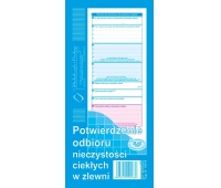 POTWIERDZENIE ODB.NIECZYSTOŚCI CIEKŁYCH W ZLEWNI, Druki akcydensowe, Galanteria papiernicza