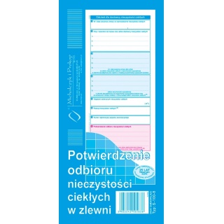 POTWIERDZENIE ODB.NIECZYSTOŚCI CIEKŁYCH W ZLEWNI, Druki akcydensowe, Galanteria papiernicza