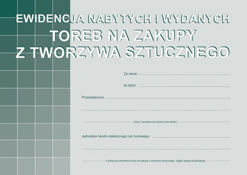 EWIDENCJA NAB.I WYD.TOREB NA ZAKUPY Z TW.SZTUCZ.A5, Druki akcydensowe, Galanteria papiernicza