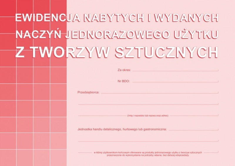 EWIDENCJA NAB.I WYD.NACZYŃ JEDN.Z TW.SZTUCZ.A5, Druki akcydensowe, Galanteria papiernicza