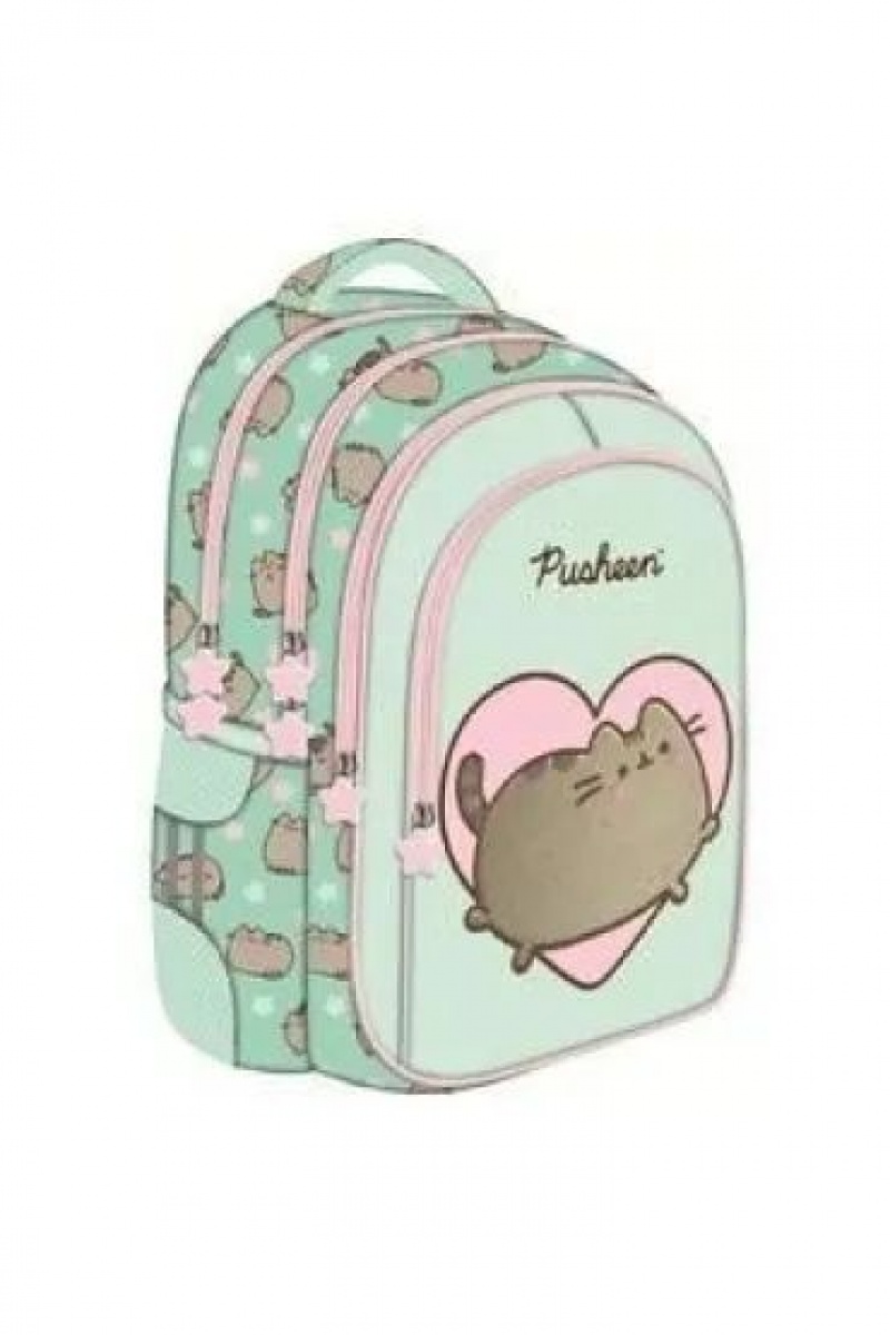 PLECAK 4-KOMOROWY BPL-58 PUSHEEN MINT mkmp, Plecaki, Tekstylia
