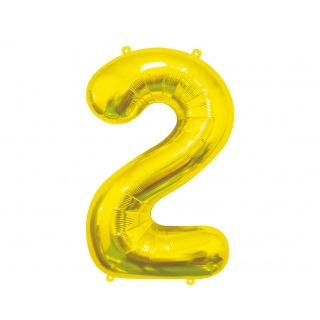 BALON FOLIOWY "CYFRA 2" ZŁOTA 85CM, Balony, Art. na okazje i przyjęcia
