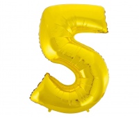 BALON FOLIOWY "CYFRA 5" ZŁOTA 85CM, Balony, Art. na okazje i przyjęcia