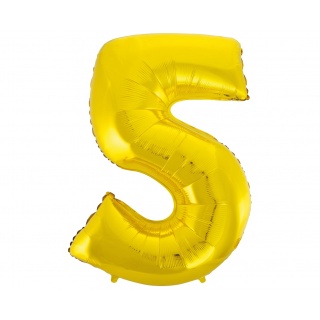 BALON FOLIOWY "CYFRA 5" ZŁOTA 85CM, Balony, Art. na okazje i przyjęcia