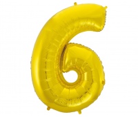 BALON FOLIOWY "CYFRA 6" ZŁOTA 85CM, Balony, Art. na okazje i przyjęcia