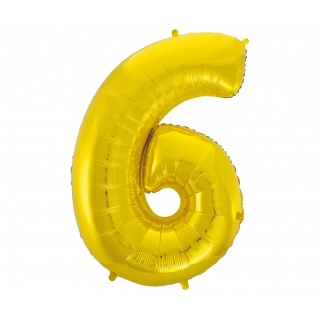 BALON FOLIOWY "CYFRA 6" ZŁOTA 85CM, Balony, Art. na okazje i przyjęcia
