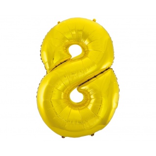 BALON FOLIOWY "CYFRA 8" ZŁOTA 85CM, Balony, Art. na okazje i przyjęcia