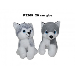PIES HUSKI GŁOS 20CM P3269, Maskotki, Zabawki