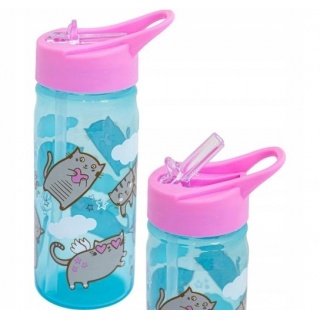 BIDON Z RURKĄ AQUA PURE MEOW, Bidony, Bidony i śniadaniówki