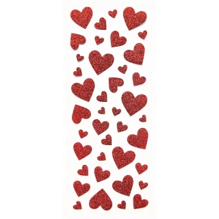 NAKLEJKI BŁYSZCZĄCE SERDUSZKA CZERWONE, Naklejki, Art. kreatywne