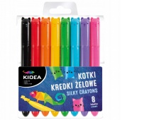 KREDKI ŻELOWE KOTKI 8 KOLORÓW KIDEA, Kredki świecowe, Plastyka
