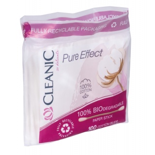 Patyczki higieniczne CLEANIC Pure Effect, 100 szt., Inne, Artykuły higieniczne i dozowniki