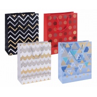 Torebka na prezenty DONAU HOME, laminowana, 25x30x10cm, całoroczna, sznurek, mix wzorów, Torby prezentowe, Koperty i akcesoria do wysyłek
