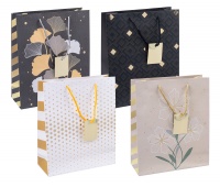 Torebka na prezenty DONAU HOME, laminowana, 25x30x10cm, całoroczna, sznurek, mix wzorów, Torby prezentowe, Koperty i akcesoria do wysyłek
