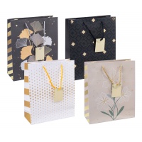 Gift bag DONAU HOME, laminated, 25x30x10cm, all year round, string, mix patterns