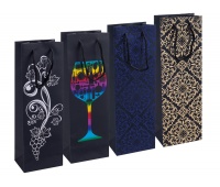 Torebka na alkohol DONAU HOME, laminowana, 12x35,5x8cm, całoroczna, sznurek, mix wzorów, Torby prezentowe, Koperty i akcesoria do wysyłek