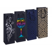 Liquor bag DONAU HOME, laminated, 12x35,5x8cm, all year round, string, mix patterns