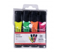 Zestaw zakreślaczy OFFICE PRODUCTS z gumowym uchwytem, 2-5mm, 4 szt., w etui, mix kolorów, Textmarkery, Artykuły do pisania i korygowania