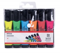 Zestaw zakreślaczy OFFICE PRODUCTS z gumowym uchwytem, 2-5mm, 6 szt., w etui, mix kolorów, Textmarkery, Artykuły do pisania i korygowania
