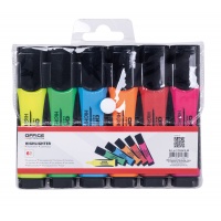 Zestaw zakreślaczy OFFICE PRODUCTS z gumowym uchwytem, 2-5mm, 6 szt., w etui, mix kolorów, Textmarkery, Artykuły do pisania i korygowania