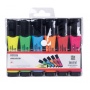Zestaw zakreślaczy OFFICE PRODUCTS z gumowym uchwytem, 2-5mm, 6 szt., w etui, mix kolorów, Textmarkery, Artykuły do pisania i korygowania