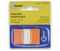 ZAKŁADKI PLASTIKOWE 25x43mm.POMARAŃCZOWE 50szt., Zakładki indeksujące, Galanteria papiernicza