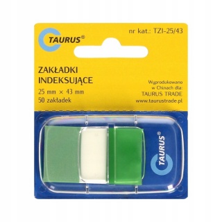 ZAKŁADKI PLASTIKOWE 25x43mm.ZIELONE 50szt., Zakładki indeksujące, Galanteria papiernicza